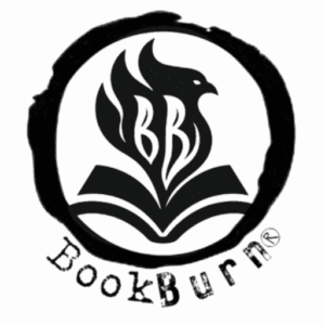 BookBurn Cafe and Social logo representing a radical community cafe and sanctuary for banned books, queer and BIPOC voices, and revolutionary art in the Milk District of Orlando, Florida.